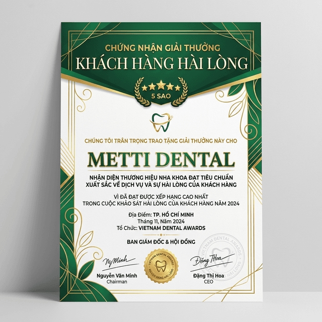 Giải thưởng
"Top 10 nha khoa uy tín"